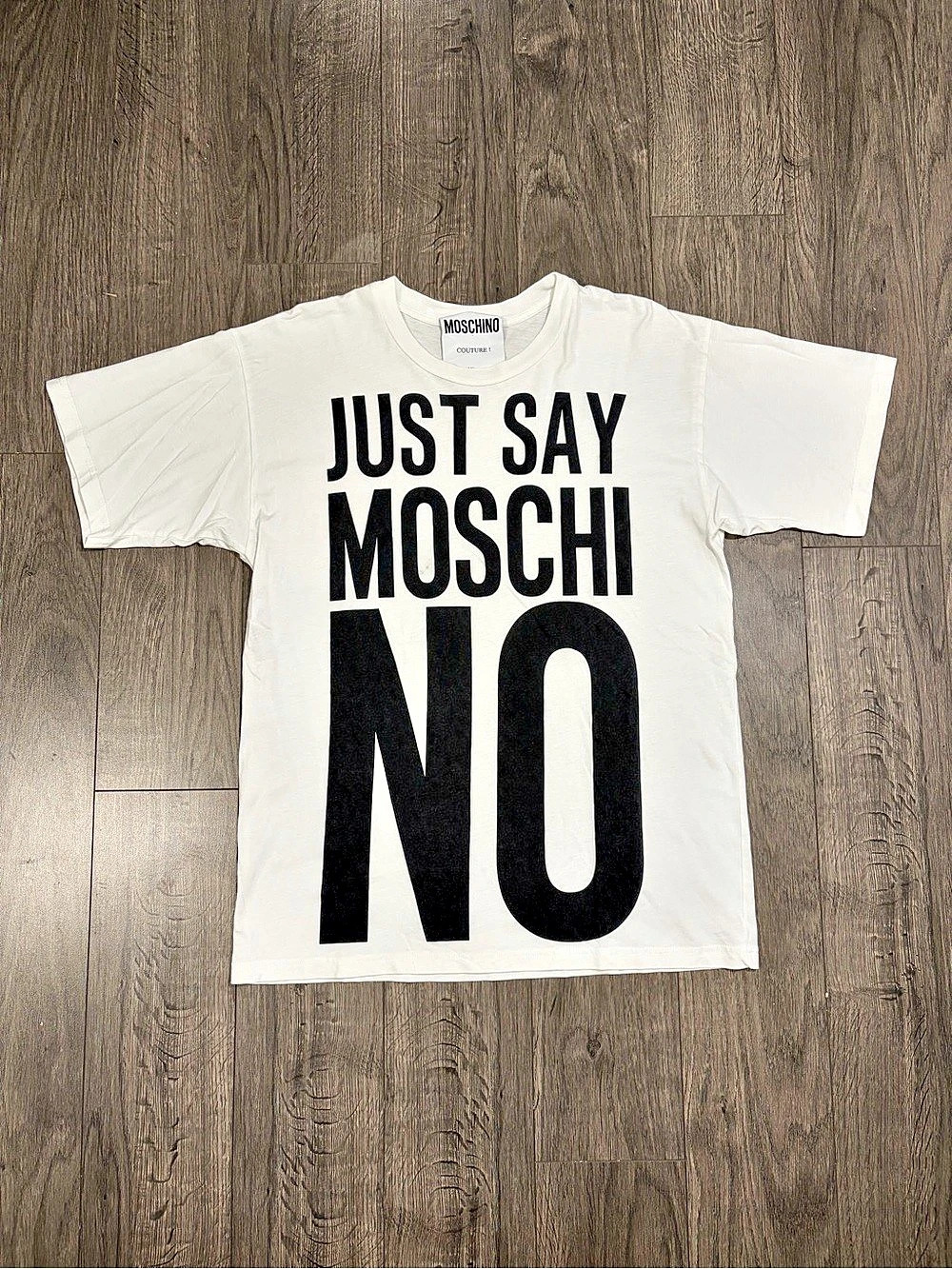 Moschino Just Say Moschino No T-Shirt Graphic Tee White Jeremy Scott